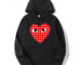 CDG White Dotted Heart Hoodie - Black